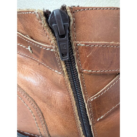 ALDO Men’s Brown Leather Ankle Boots Sz 12 Harness Buckle Zip Pre-owned Portugal - Picture 7 of 16
